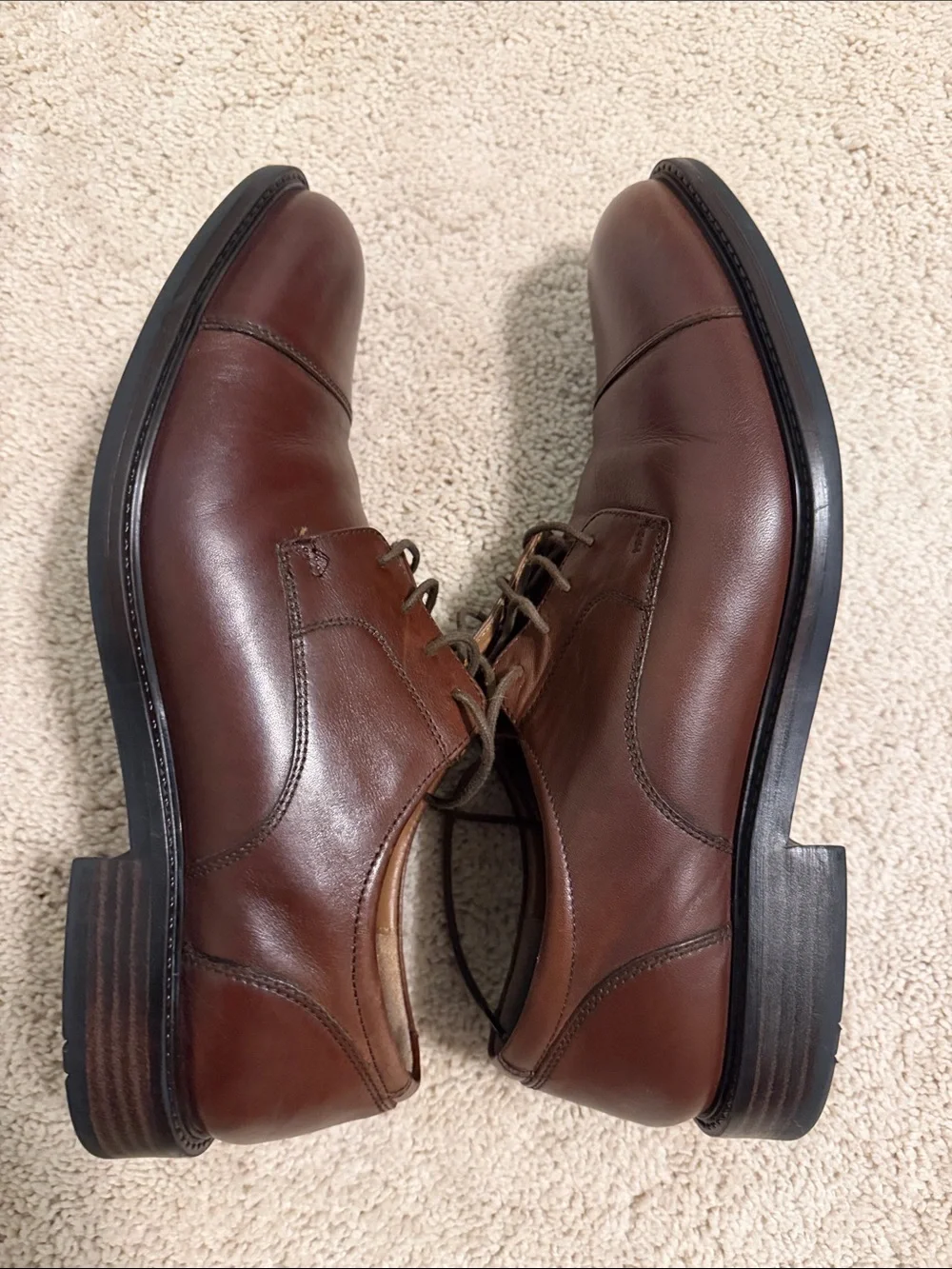 Johnston & Murphy Men's Brown Cap-Toe Derby Dress Shoes